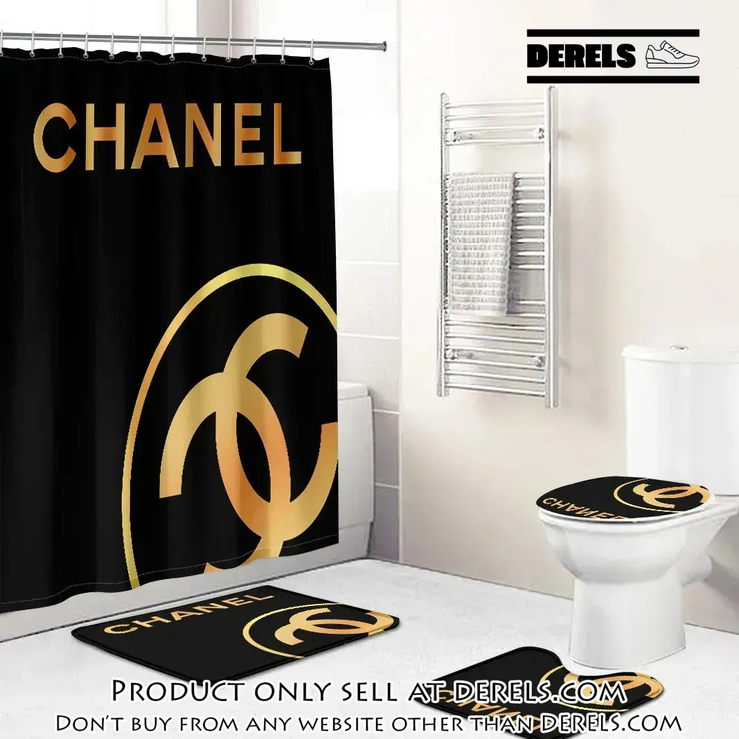 Chanel yellow fashion logo limited luxury brand black bathroom set home decor dr1127789